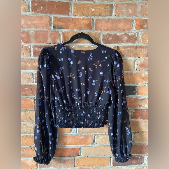 ARITZIA WILFRED genoa wistful blouse size small black floral - Picture 3 of 7